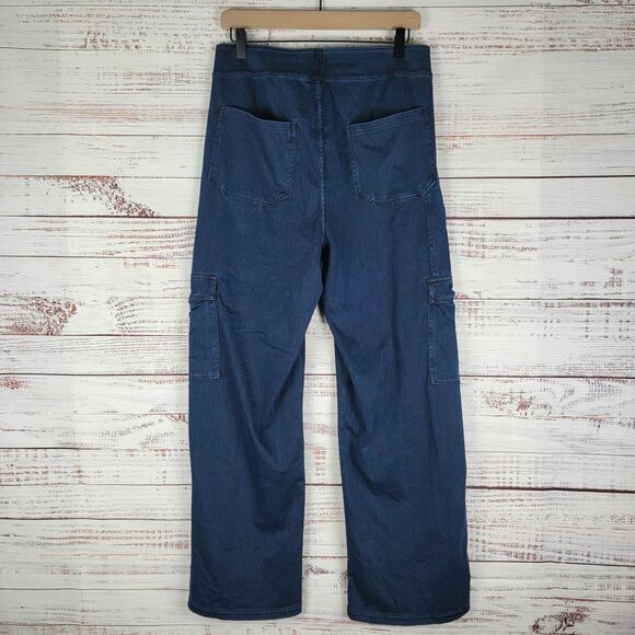 Halara Pants Womens Large Petite Blue Cargo Pull On Stretch Wide Leg Casual NWT - Picture 8 of 10